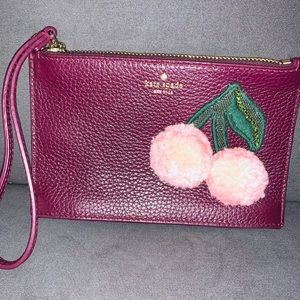 Kate spade on purpose cherry leather wristlet